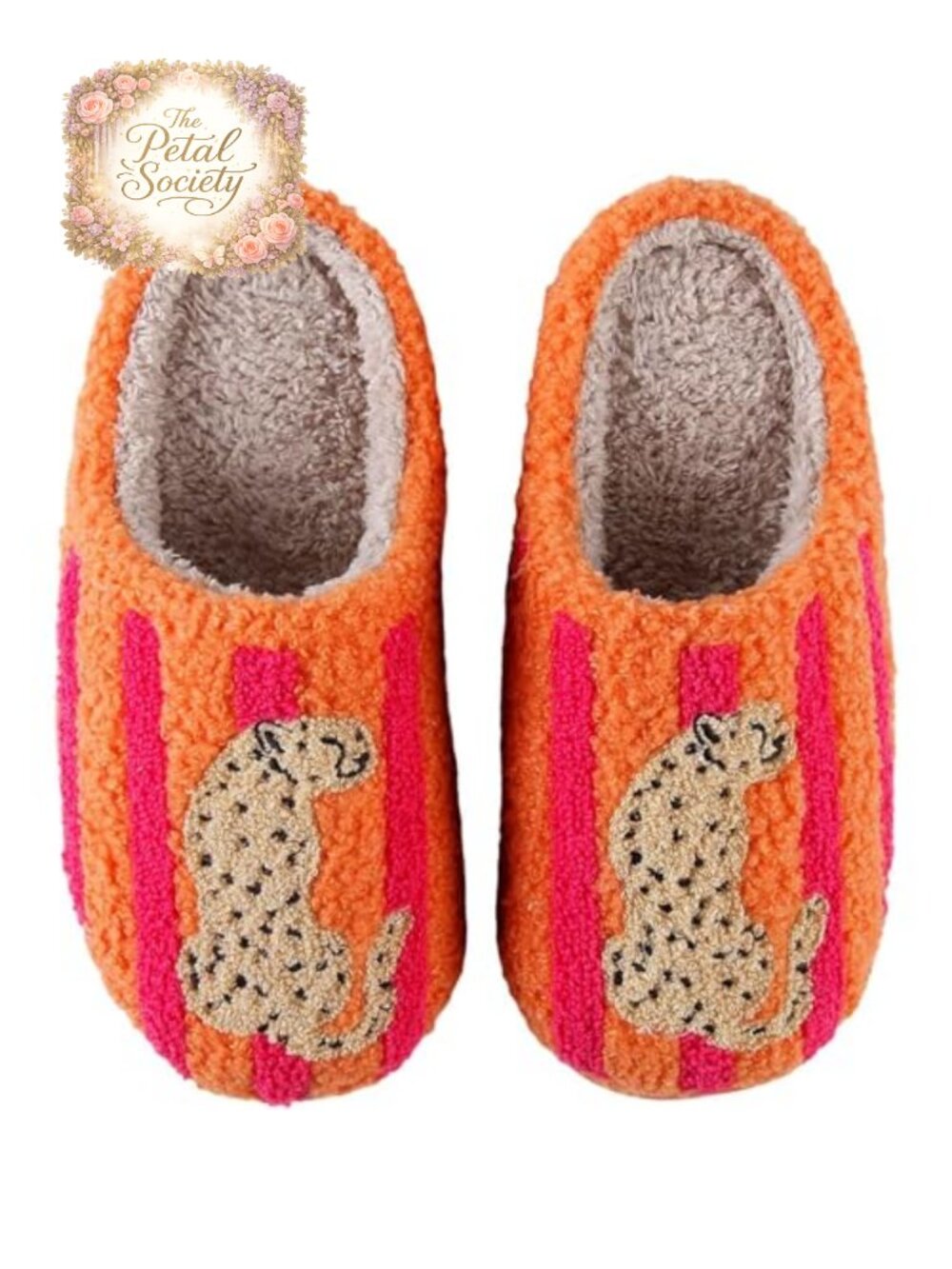 Memory Foam Animal Print Slippers Plush Cotton Slip-On House Shoes